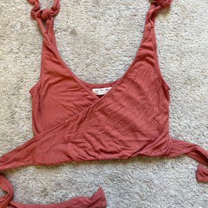 We the Free Wrap Tie Front Crop